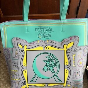 2022 Disney Parks Epcot Festival Of The Arts Figment Portrait Loungefly Tote Bag
